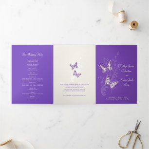 Wedding renewal program purple butterflies