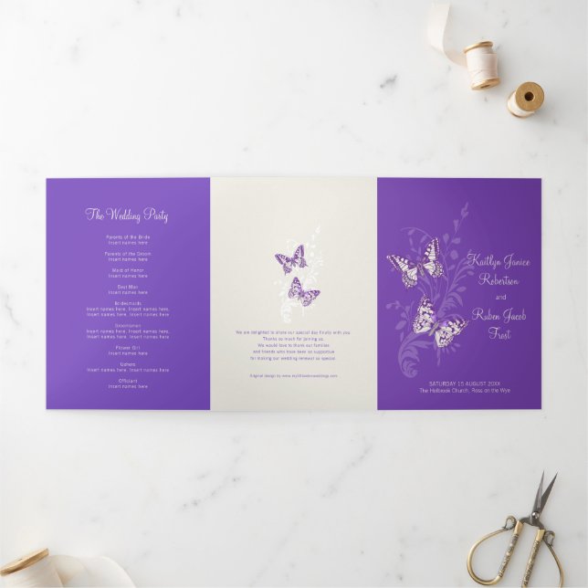 Wedding renewal program purple butterflies (Outside)