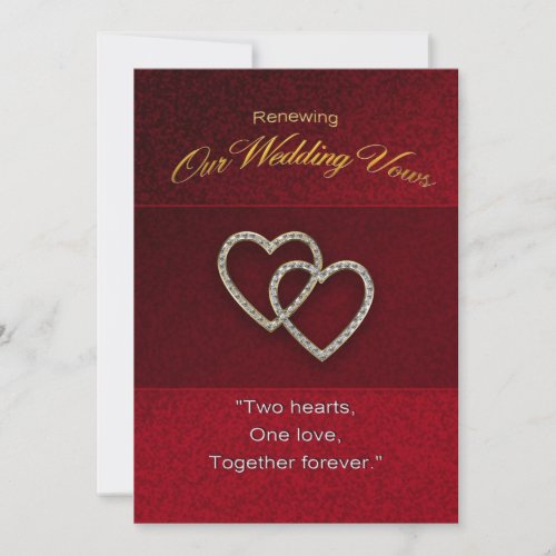 Wedding Renewal - Two Hearts are One Announcement