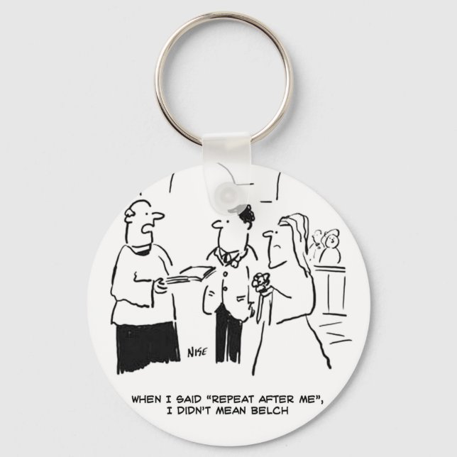 Wedding - Repeat after me. Funny Cartoon Keychain (Front)