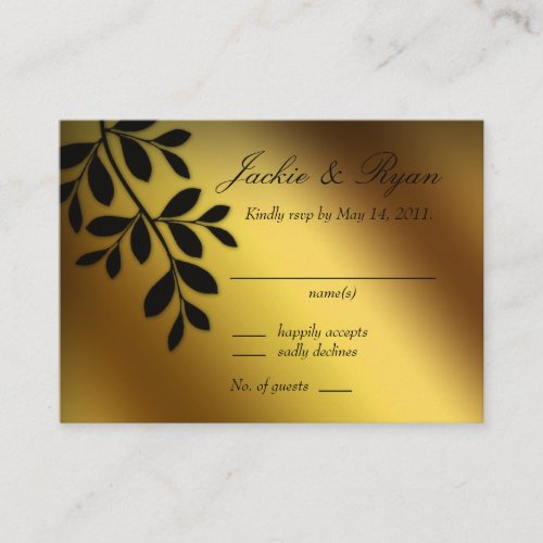 Wedding Reply Card Gold Leaves Business Card