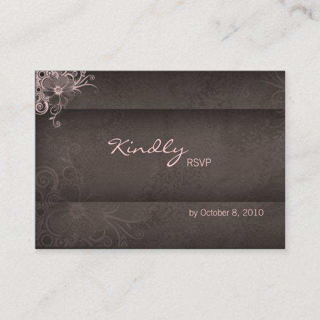 Wedding reply card pink brown (Front)