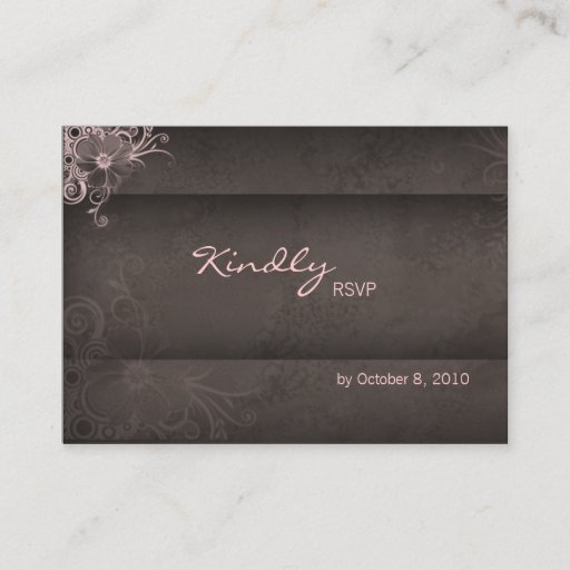 Customizable Wedding reply card pink brown business card templates