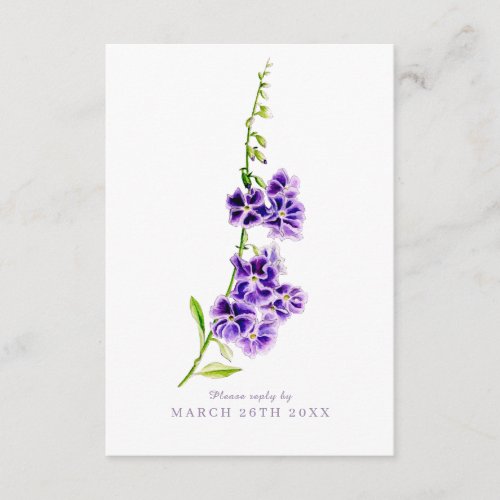 Wedding reply duranta purple flowers enclosure card
