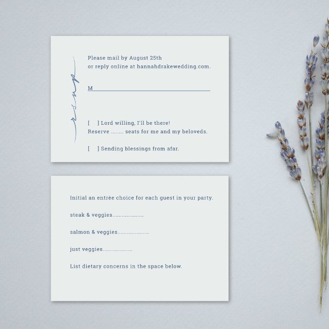 Wedding Reply with Entree Choices  RSVP Card (Creator Uploaded)