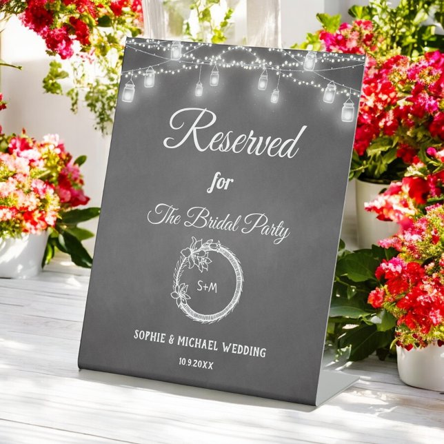Wedding Reserved Black Mason Jar Rustic Pedestal Sign (Creator Uploaded)