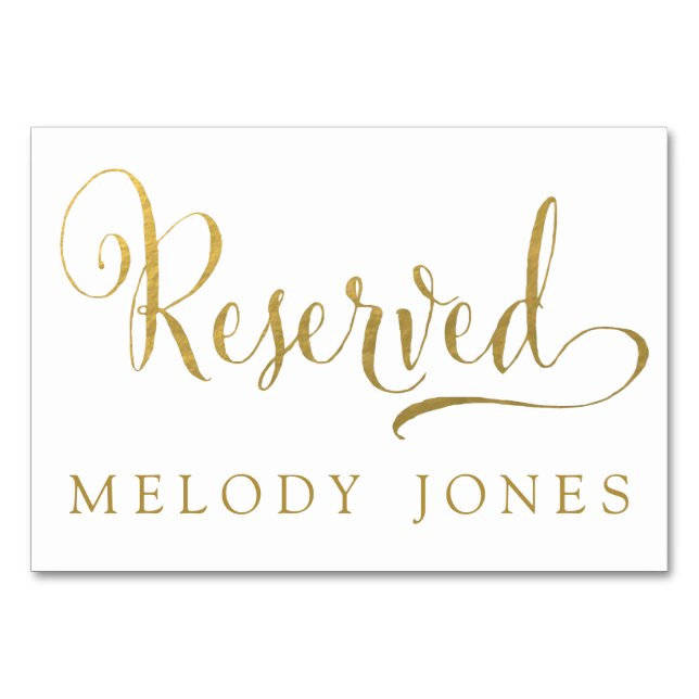 Wedding Reserved Place Cards Gold Personalized (Front)