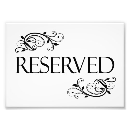 Wedding Reserved Table Card Photo Print
