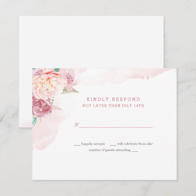 Wedding Response Card | Blush and Blooms (Front/Back)