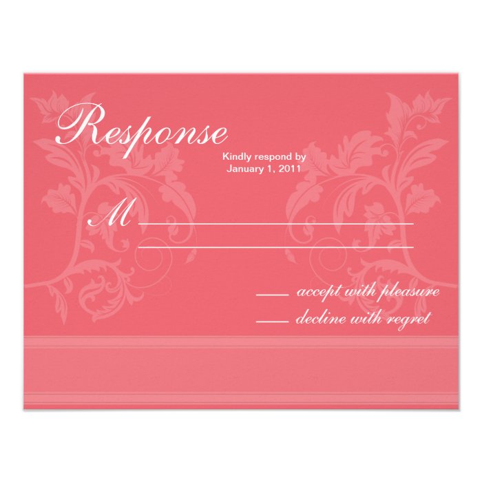 Wedding Response Card   Honeysuckle Pink Floral Personalized Announcements