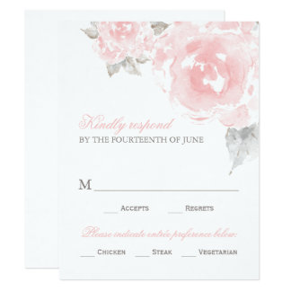 Wedding Response Card | Pink Watercolor Roses