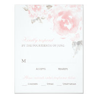 Wedding Response Card | Pink Watercolor Roses
