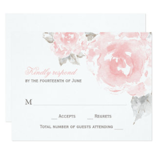 Wedding Response Card | Pink Watercolor Roses