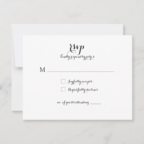 Wedding Response Card RSVP Modern Classic