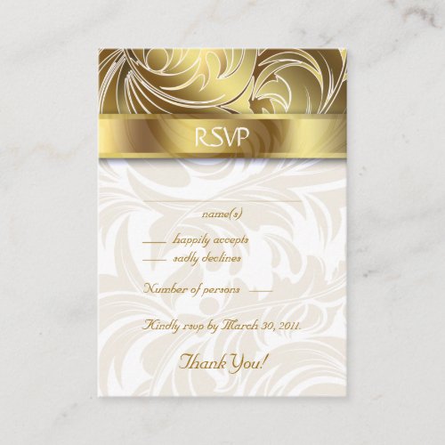 Wedding Response Cards Floral Leaf Gold