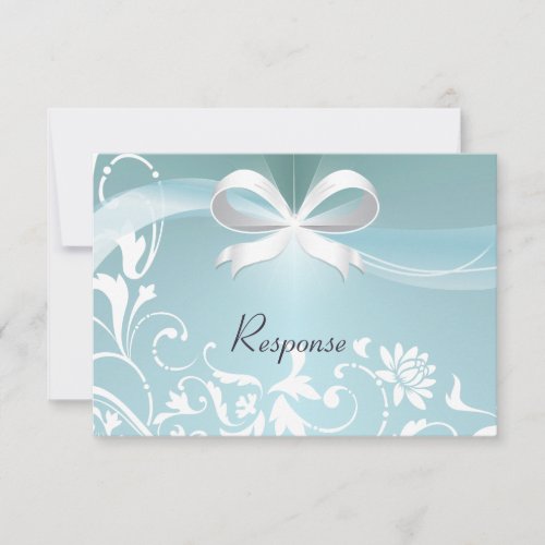 Wedding Response RSVP Card - Elegant Teal Satin