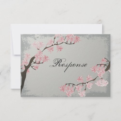 Wedding Response RSVP Card _ Pink Cherry Blossom