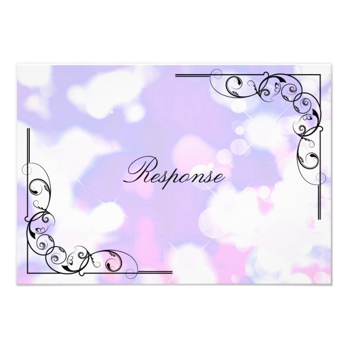 Wedding Response RSVP Card   Pink Purple Swirl Custom Invitation