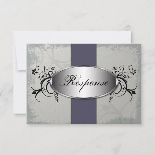 Wedding Response RSVP Card - Purple Slate Gray