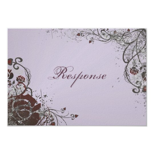 Wedding Response RSVP Card - Red Shattered Rose