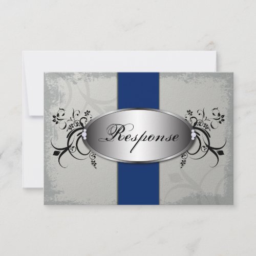 Wedding Response RSVP Card Royal Blue Slate Gray