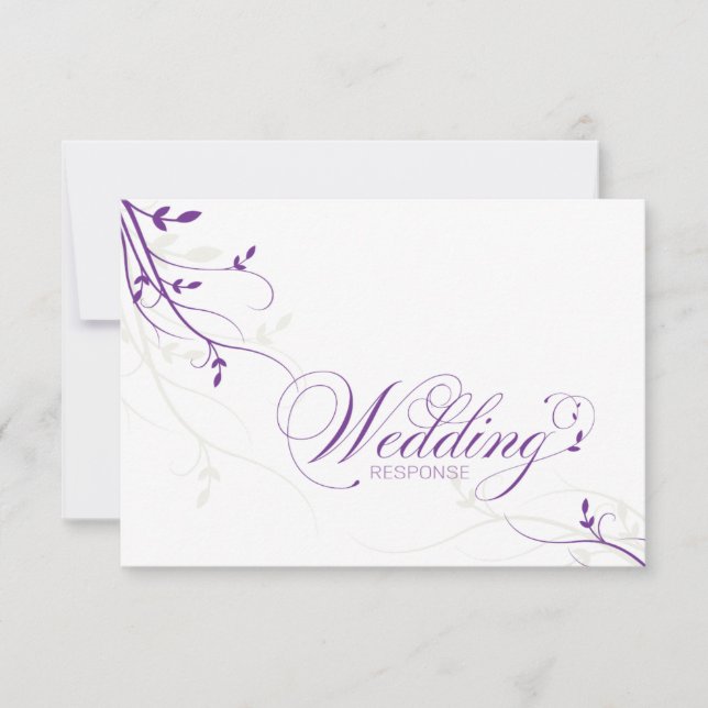 Wedding Response RSVP Card Simple Elegance Leafy (Front)