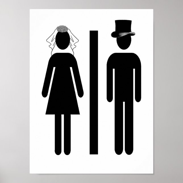 Wedding Restroom Sign Poster (Front)