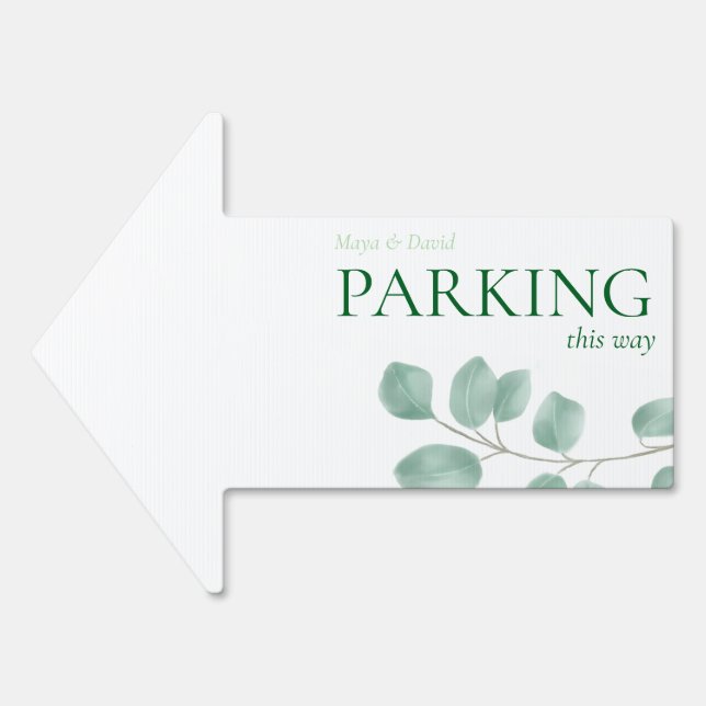 Wedding Restrooms Outdoor Arrow Sign Eucalyptus (Front)