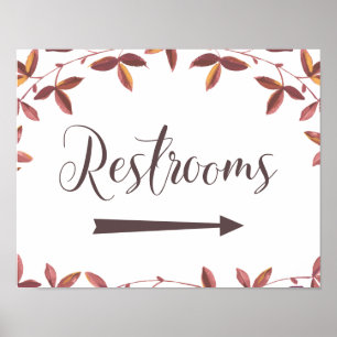 Wedding Restrooms Right Arrow Sign Rustic Autumn