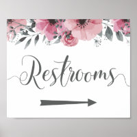 Wedding Restrooms Sign. Right Arrow Directions.