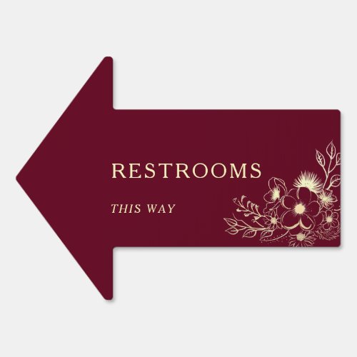 Wedding Restrooms This Way Arrow Sign