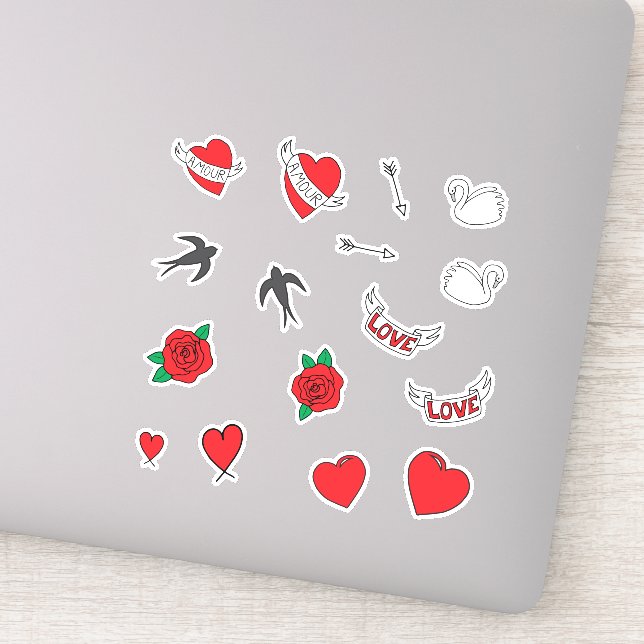 Wedding Retro Love Sticker (Detail)