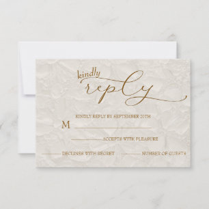 Wedding Retro Simple Beige RSVP Card
