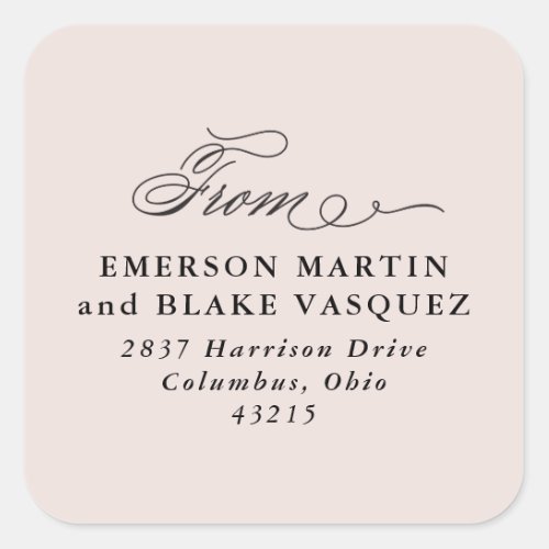 Wedding return address blush pink sticker