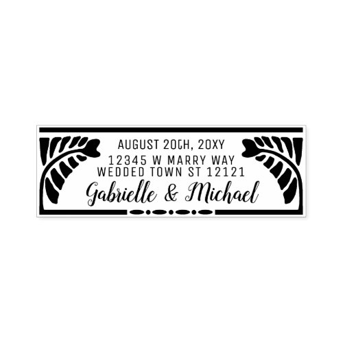 Wedding Return Address Botanical Ferns Name  Date Self_inking Stamp