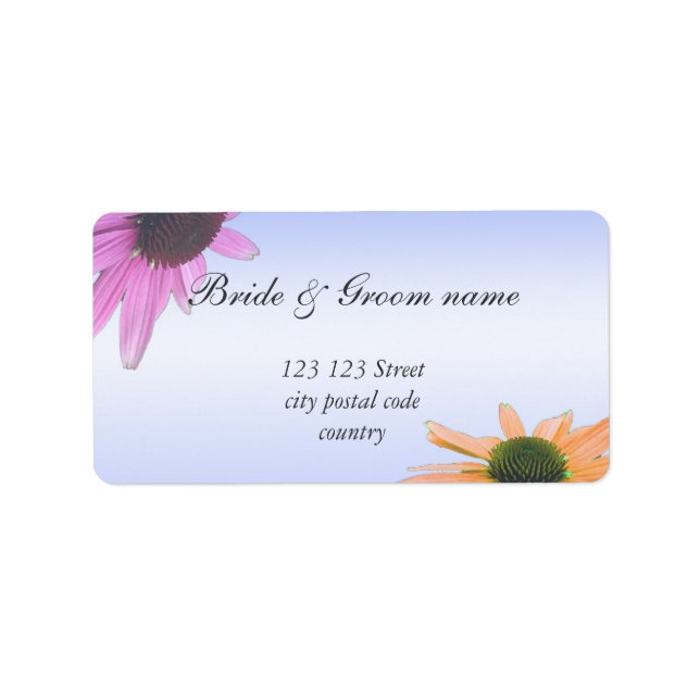wedding return address, daisy flowers label (Front)