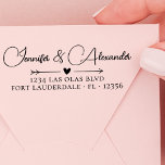 Wedding Return Address Elegant Calligraphy Script Self-inking Stamp<br><div class="desc">Elegant Modern Calligraphy Hand Lettered Script Wedding Invitation Return Address Self Inking Stamp. These couple address stamps featuring your name in a pretty handwritten style cursive font typography, heart with arrow and return address info easy to personalize them. Save time and add style to your wedding Save the dates Bridal...</div>