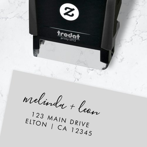 Wedding Return Address  Elegant Minimalist Script Self_inking Stamp