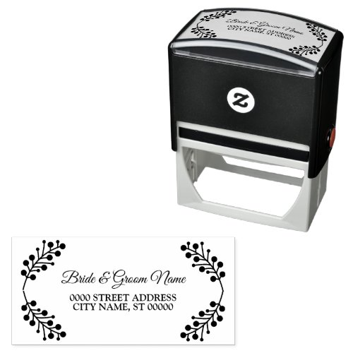 Wedding Return Address Flowers Pattern Self_inking Self_inking Stamp