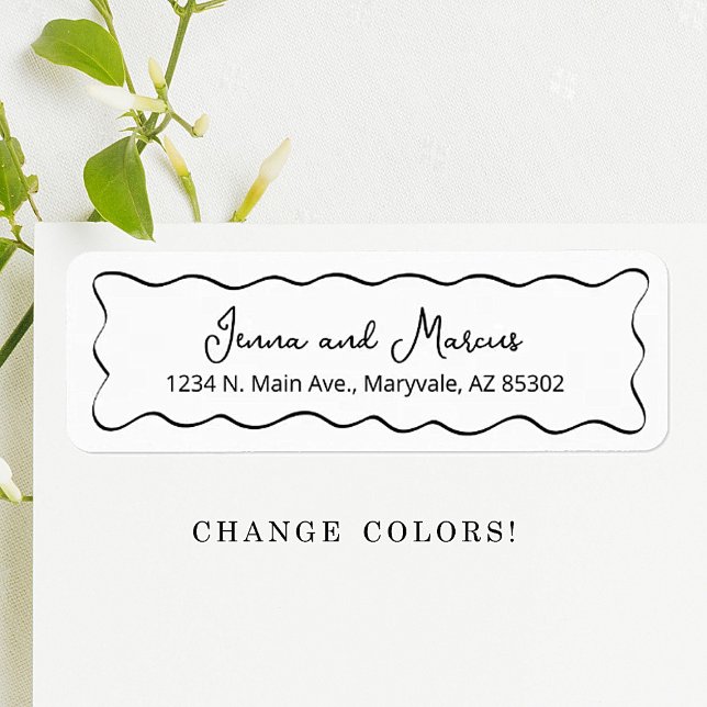 Wedding Return Address Label - Drawn Curvy Border (Creator Uploaded)