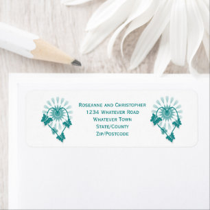 Wedding Return Address Label Teal Butterflies