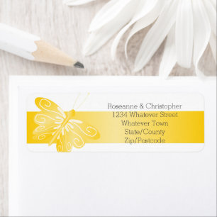 Wedding Return Address Label Yellow Butterfly