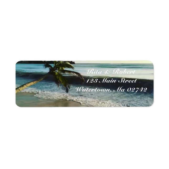 Wedding Return Address Labels - Ocean Palm (Front)