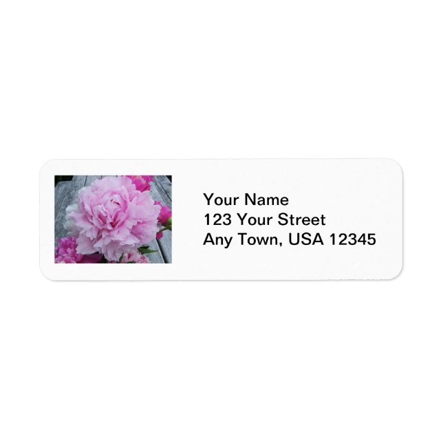 Wedding Return Address Lables Pink Peonies Flowers Label (Front)