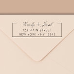 Wedding Return Address Minimalist Modern Self-inking Stamp<br><div class="desc">Modern and Elegant Cursive Script Typography Wedding Invitation Return Address self inking stamp which is great for a Save the Date, RSVP, Bridal Shower, Baby Shower, Birthday Party, House Warming, Home Warming, or Christmas Holiday Card or Invitation. The text of this hand lettered modern script typography label can be updated...</div>