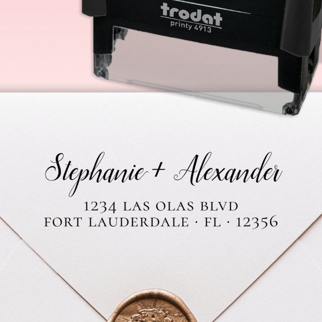Wedding Return Address Modern Handwritten Script Self-inking Stamp (Creator Uploaded)