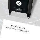 Wedding Return Address | Modern Minimalist Couple Self-inking Stamp<br><div class="desc">Simple,  stylish wedding return address stamp in a modern minimalist design style with an informal script typography in classic black and white. The text can easily be personalized for a super unique stamp for your special day!</div>