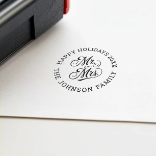 Wedding Return Address Modern Mr. & Mrs. Script Self-inking Stamp