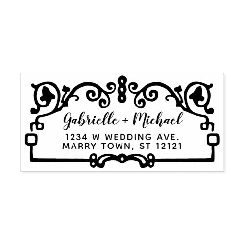 Wedding Return Address Names Ornate Vintage Frame Self_inking Stamp