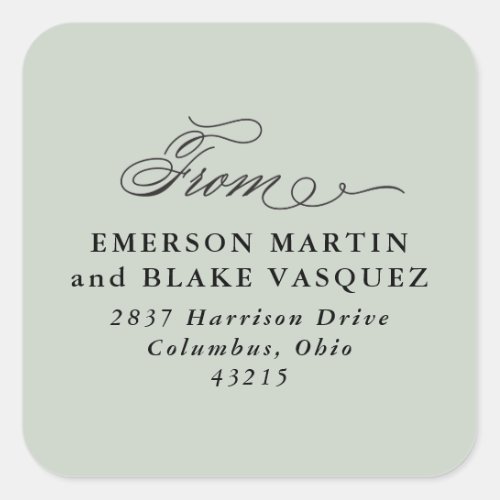 Wedding return address sage green sticker